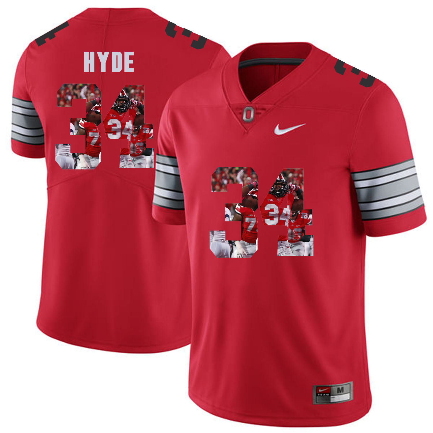 Men Ohio State #34 Hyde Red Fashion Edition Customized NCAA Jerseys